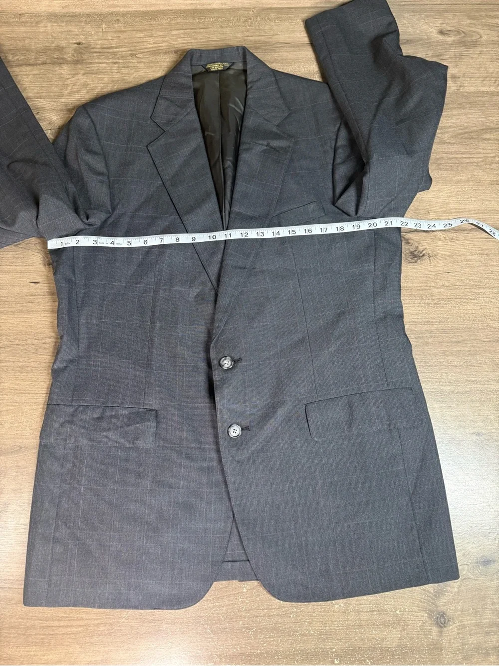 Vintage John Weitz Palm Beach Blazer 46L Gray Plaid Sport Coat USA Made
